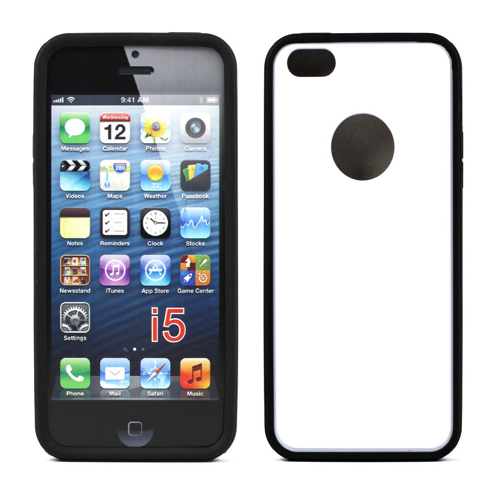 iPHONE 5 5S Gummy Hybrid Case (Black White)